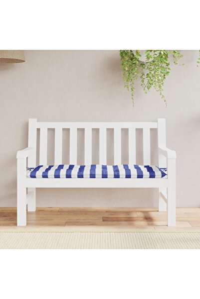 Concept Μαξιλάρι πάγκου κήπου, μπλε/λευκές ρίγες, 120x50x7 cm, ύφασμα