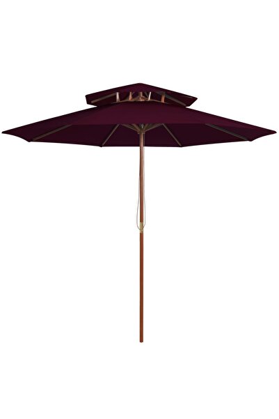 Concept Umbrelă de soare dublă, stâlp din lemn, roșu bordo, 270 cm