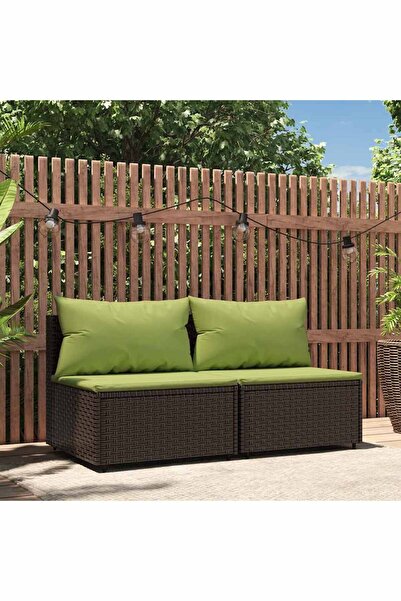 Concept Καναπέδες κήπου με μαξιλάρια, 2 τεμ., καφέ, πολυρατάν