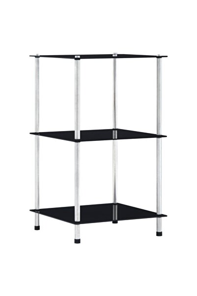 Concept Raft cu 3 niveluri, negru, 40 x 40 x 67 cm, sticlă securizată