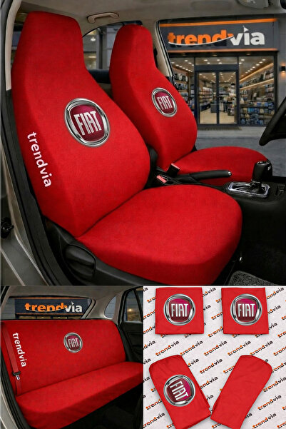 trivexa Fiat (Old) Logo Car Seat Cover Front and Rear Set – Combed Cotton Uni...