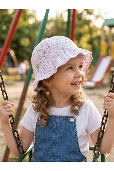 PIECE SIGNATURE 100% قطن ، قبعة دلو بنمط مقرمش للبنات (مقاس 52) (العمر 4-8 سن...