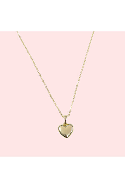 Güler Yüzlü Silver Xuping 12 mm Bombed Heart Necklace 45 cm Gold