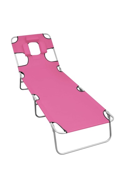 Concept Șezlong pliabil cu tetieră, roz magenta, oțel