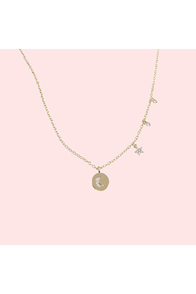 Güler Yüzlü Silver Xuping 10 mm Mini Moon Pendant Necklace 40+5 cm Gold