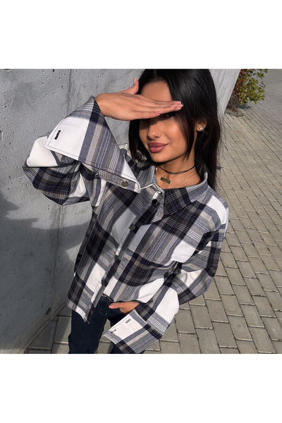 Classy Store Checked with Loose Fit and Decorative Cuff Details