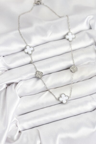 cleovibe سلسلة من الفولاذ 316L من Cielo باللون الفضي والأبيض والزركون مرصّع ب...