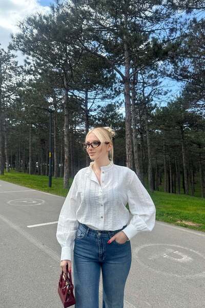 lizge giyim Judge Collar Ruffle Detail Shirt