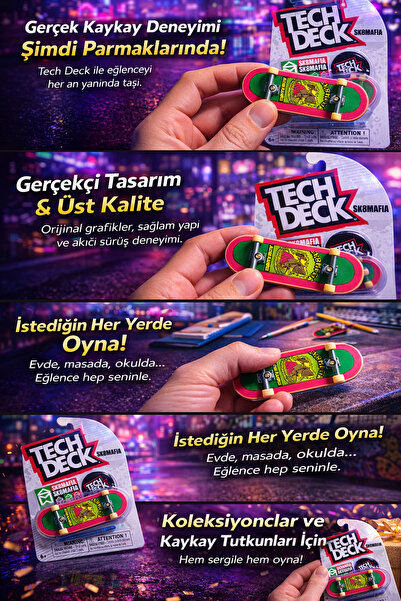 Cici Oyuncak Tech Deck SK8MAFIA Parmak Kaykay Orijinal Fingerboard Seti Mini ...