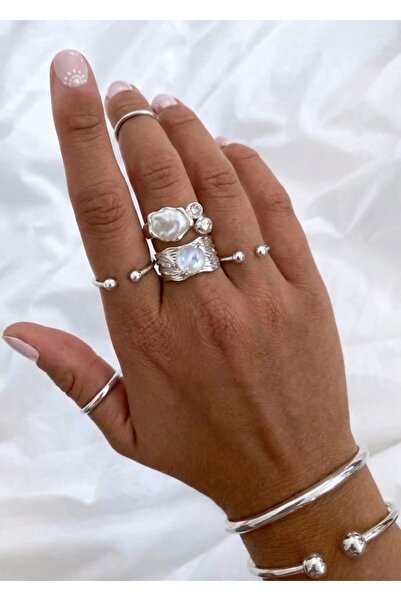 Mope Accessories Ayarlanabilir Modern Gümüş Renk Ay Taşı (Moonstone) Görünüml...