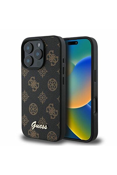 Guess Θήκη Peony Script Logo Magsafe Black iPhone 16 Pro Max
