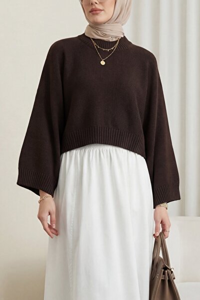 Modamorfo Half-Throated Batwing Sleeve Sweater -K. Coffee