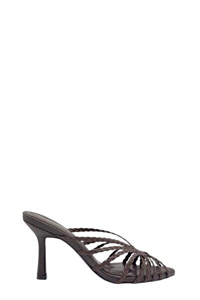 Moulin Shoes Brown Knitted Pointed Toe Heels for Women Slipper