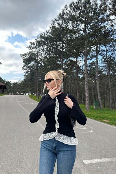 lizge giyim Lace Detay Tricot Cardigan