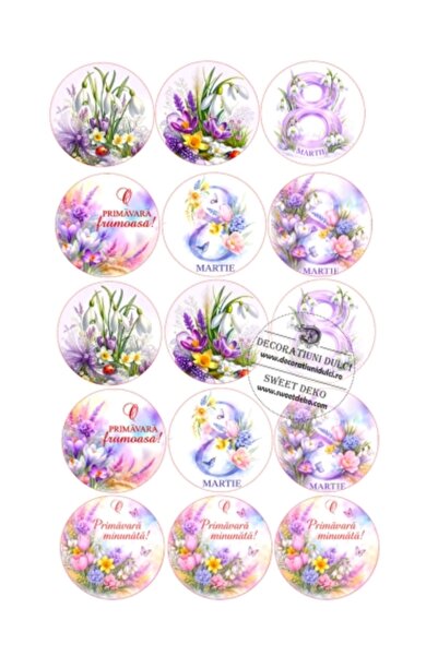 Decoratiuni Dulci March Flowers, pastel decoration for cupcakes - Cut out