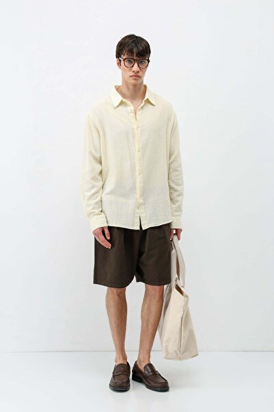 VAMOSCLO Long Sleeve Basic Oversized Shirt Yellow