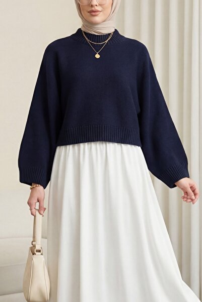 Modamorfo Half-High Collar Batwing Sleeve Knitwear Sweater -Laci