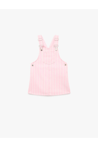 Koton Φόρεμα τζιν με τετράγωνο λαιμόκοψη και λουράκια από βαμβάκι