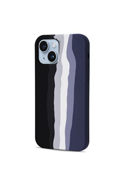 SiPro Θήκη Siipro iPhone 13/14 Υγρή Σιλικόνη Ουράνιο Τόξο Λευκό Μαύρο
