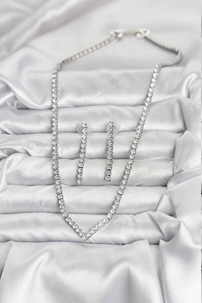 cleovibe طقم أقراط وقلادة من الزركون الفضي عيار مرصّع بالأحجار من إيلارا