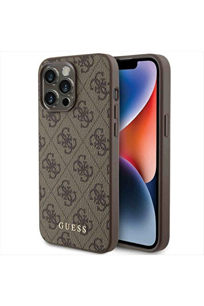 Guess Θήκη 4G Metal Gold Logo Καφέ iPhone 15 Pro Max