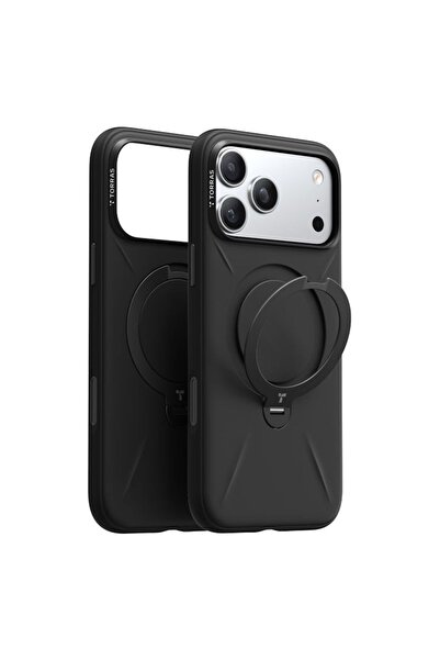 TORRAS Θήκη Ostand Spin Silicone MagSafe Obsidian Black iPhone 17 Pro
