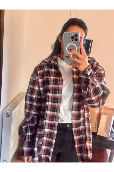 Classy Store Oversized Checked Shirt with Flannel Texture