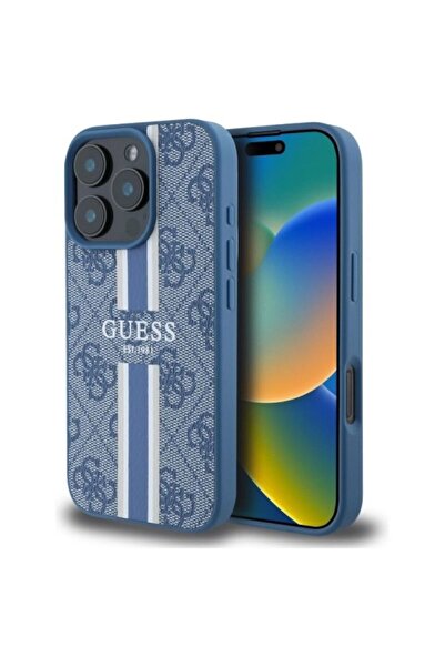 Guess Θήκη 4G Stripes Logo Magsafe Blue iPhone 16 Pro Max