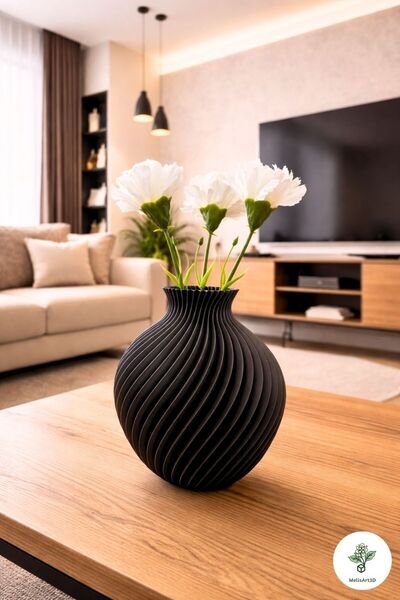 MelisArt3D Dünyası Modern Şık Spiral Vazo