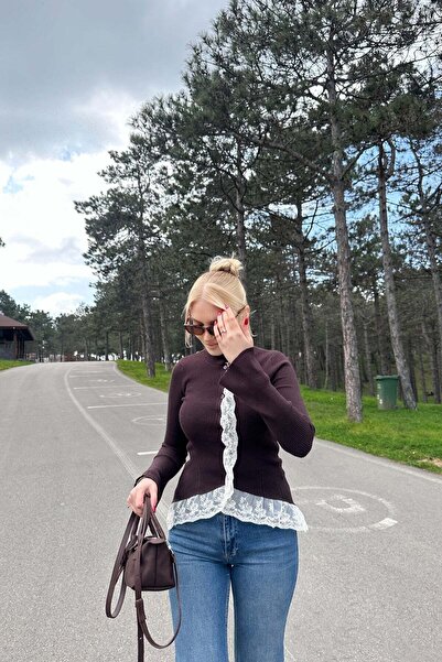 lizge giyim Lace Detay Tricot Cardigan