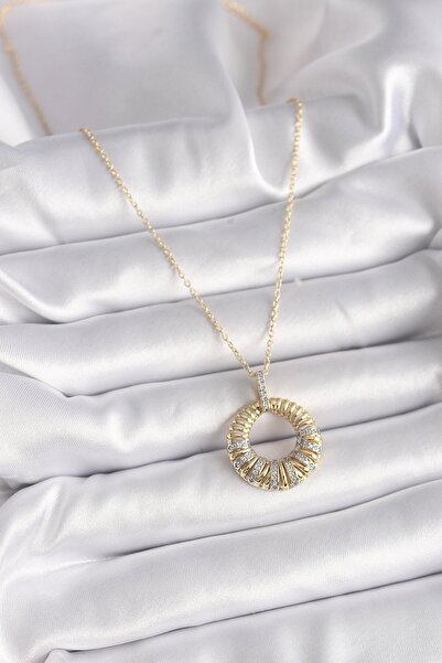 cleovibe Cielo 316L Steel Gold Color Chain Silver Zircon Stone Circle Model N...