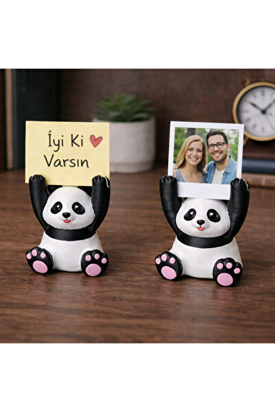GAME SHOT Sevimli Panda Fotoğraf ve Not Tutucu 2 Li Set – Dekoratif Masa Üstü...