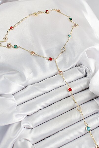 cleovibe قلادة سيينا من النحاس موديل أسورتي ذهبية اللون زركون مرصّع بالأحجار Y