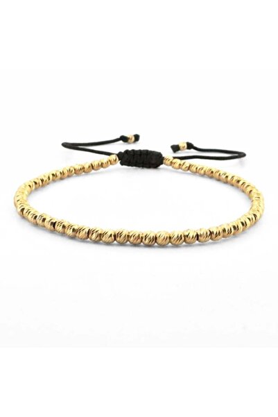 Onixbox Bracelet with Silver Beads Plated with 18K Gold, Adjustable Cord, Unisex