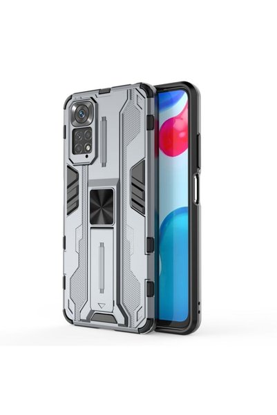OEM Armor Combat Stand Case Silver Xiaomi Poco M4 Pro 5G