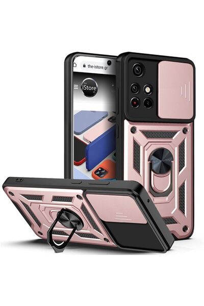 OEM Combo Kickstand Slide Camera Case Rose Gold Xiaomi Redmi Note 11s 5G