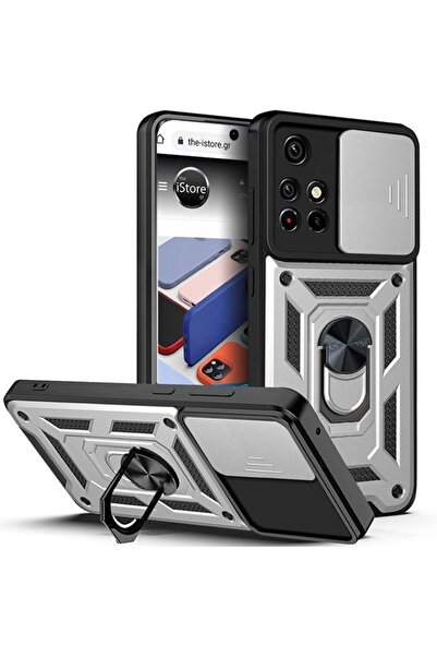 OEM Combo Kickstand Slide Camera Case Silver Xiaomi Redmi Note 11s 5G
