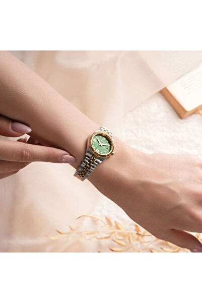 Pierre Cardin Dial Green Band Gold Silver Color 28 mm Steel Women Wristwatch ...