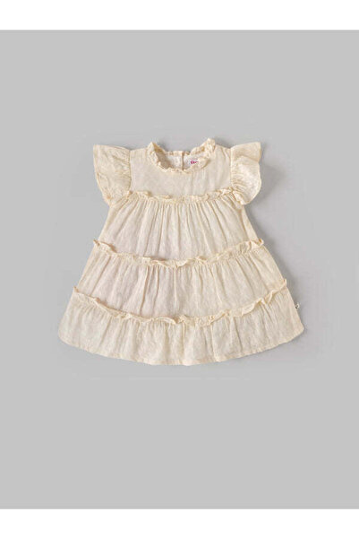 popees babycare Popees Baby Girls Textured Tiered Ruffle Cotton Dress