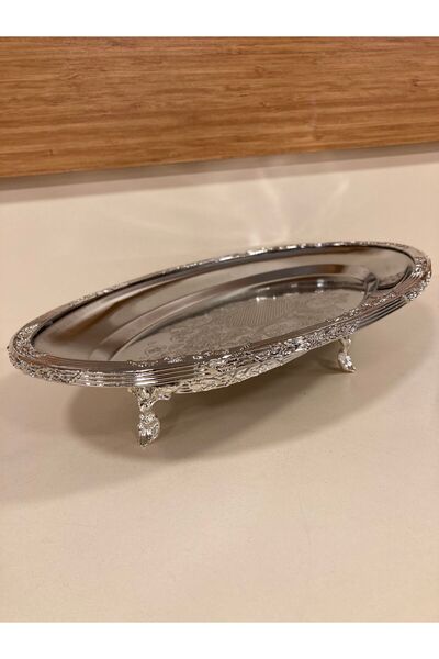 PLUS HOME Presentation Plate Oval 35 cm with Casted Edge Frame Stainless Stee...