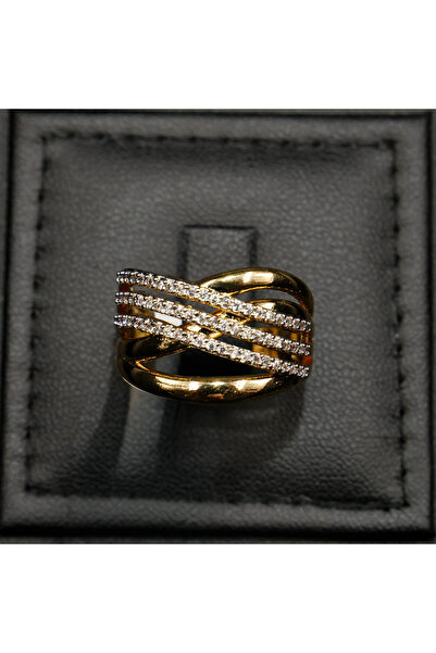 Generic خاتم مرصع بالزركونيا المكعبة اللامعة للنساء - تصميم متعدد الطبقات مطل...