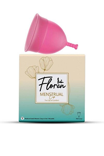 Floren كوب حيض قابل لإعادة الاستخدام (كبير) للنساء مع جيب