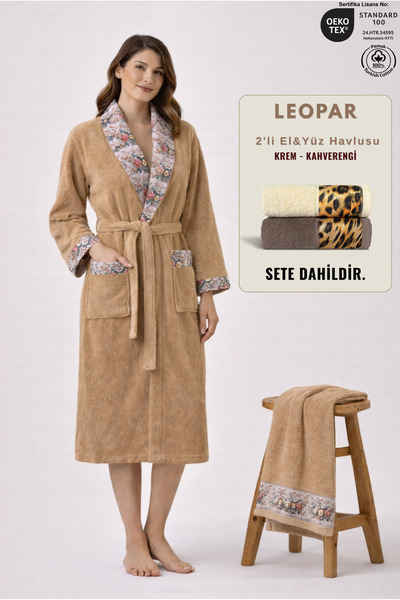 Ellaline 2-Piece Fiore Women's Floral Bathrobe Set %100 Cotton Certified + Le...