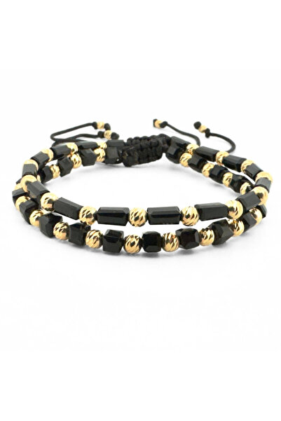 Onixbox Set Bracelets with Silver Beads Plated with 18K Gold 4mm, Glass Cryst...