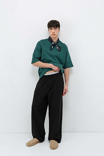 VAMOSCLO Super Baggy Fit Linen Trousers Black