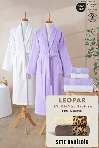 Ellaline 6-Piece Family Shawl Bathrobe Set 100% Cotton Certified + Leopar 2-P...