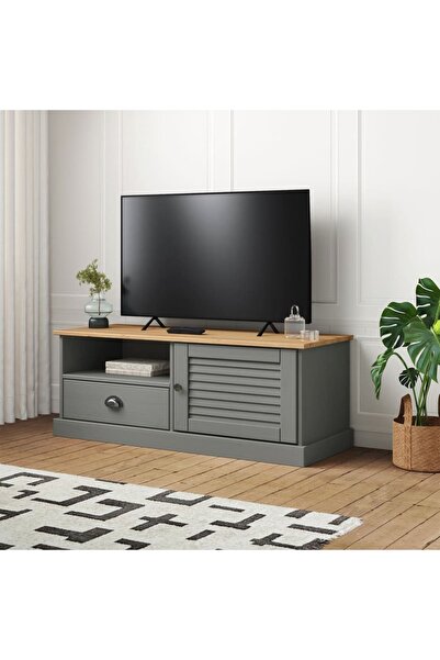 Concept Comodă TV VIGO, gri, 106x40x40 cm, lemn masiv de pin