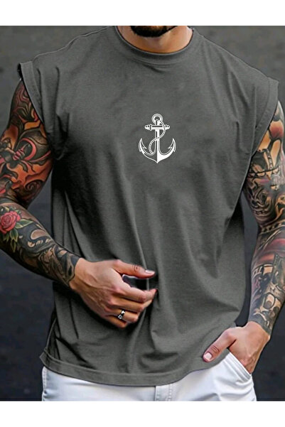 SUNFREE Seamates Anchor Ba Printed Men's Zero Sleeve Clothing Sportswear Ov O...