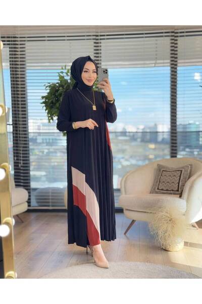 MODAMÜNASİP Navy Blue Rainbow Sandy Dress