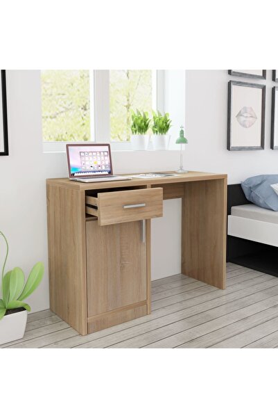 Concept Birou cu sertar și dulap, 100 x 40 x 73 cm, culoare stejar